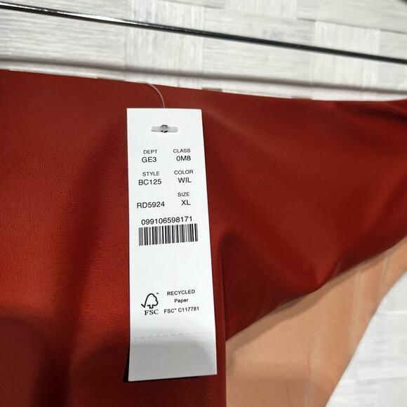 J. Crew Women’s Curved Waist Cheeky Bikini Bottom Size XL Rust Orange Boho Beach - Picture 7 of 10